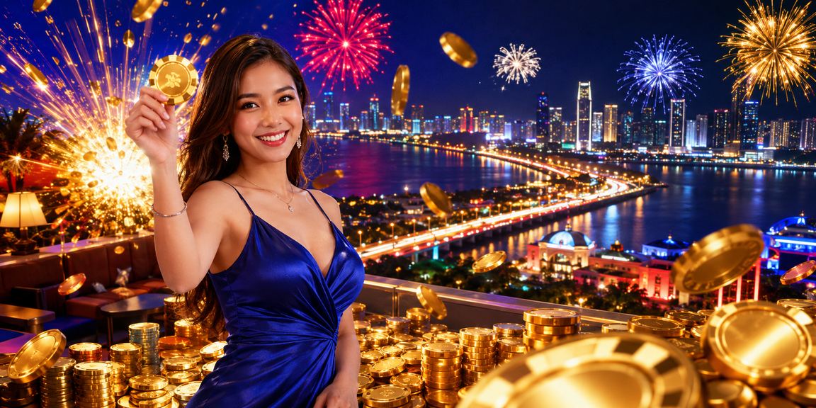 Suasana hiburan kasino Johor dengan pemain menikmati permainan jackpot malam