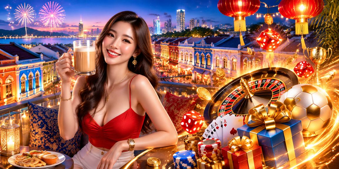 Suasana kasino hiburan Baccarat di Pulau Pinang dengan pencahayaan moden